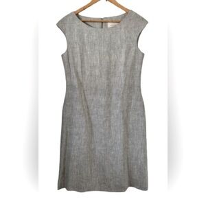 Charlotte Brody Cabana taupe/oatmeal 100% linen sleeveless sheath drss SZ M